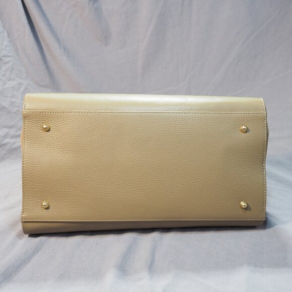 Anna Paola Riva Bag Taupe Leather Viral Commuter Satchel Purse Hand Shoulder - Picture 6 of 14